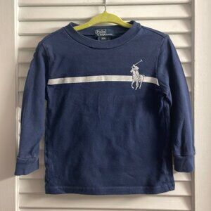 Polo Ralph Lauren Long Sleeve Tee Shirt Distressed w/Large #3 Size 12 M